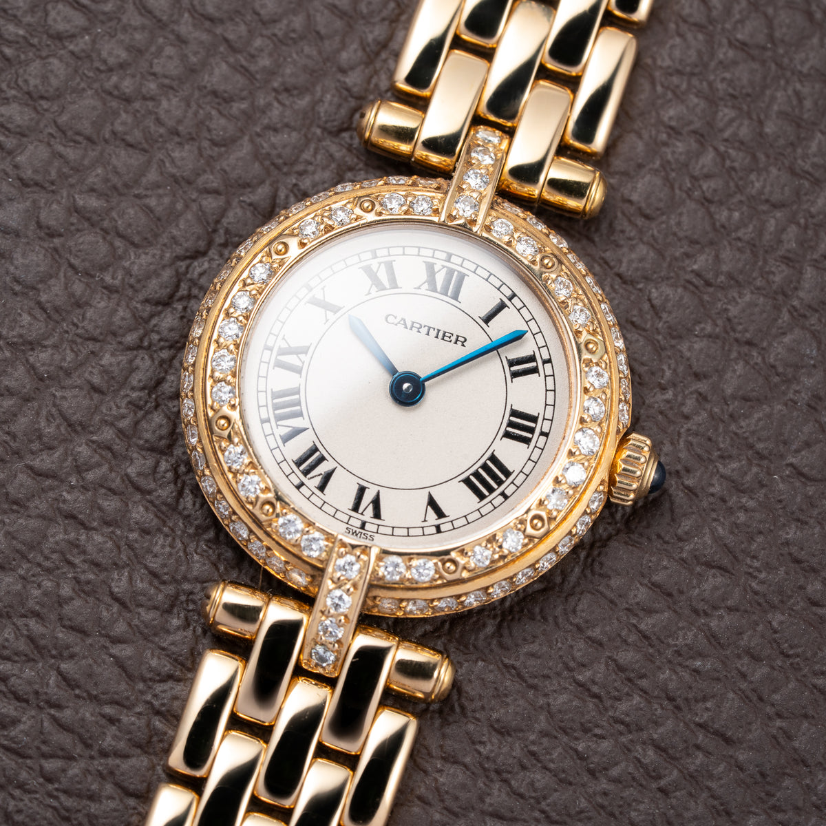Cartier Panthère Ronde Vendôme Factory Diamond Set 18K Yellow Gold Quartz PM Ref. 66920 From 1990 With Box