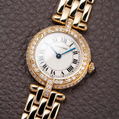 Cartier Panthère Ronde Vendôme Factory Diamond Set 18K Yellow Gold Quartz PM Ref. 66920 From 1990 With Box