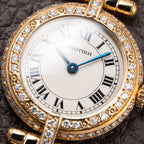 Cartier Panthère Ronde Vendôme Factory Diamond Set 18K Yellow Gold Quartz PM Ref. 66920 From 1990 With Box