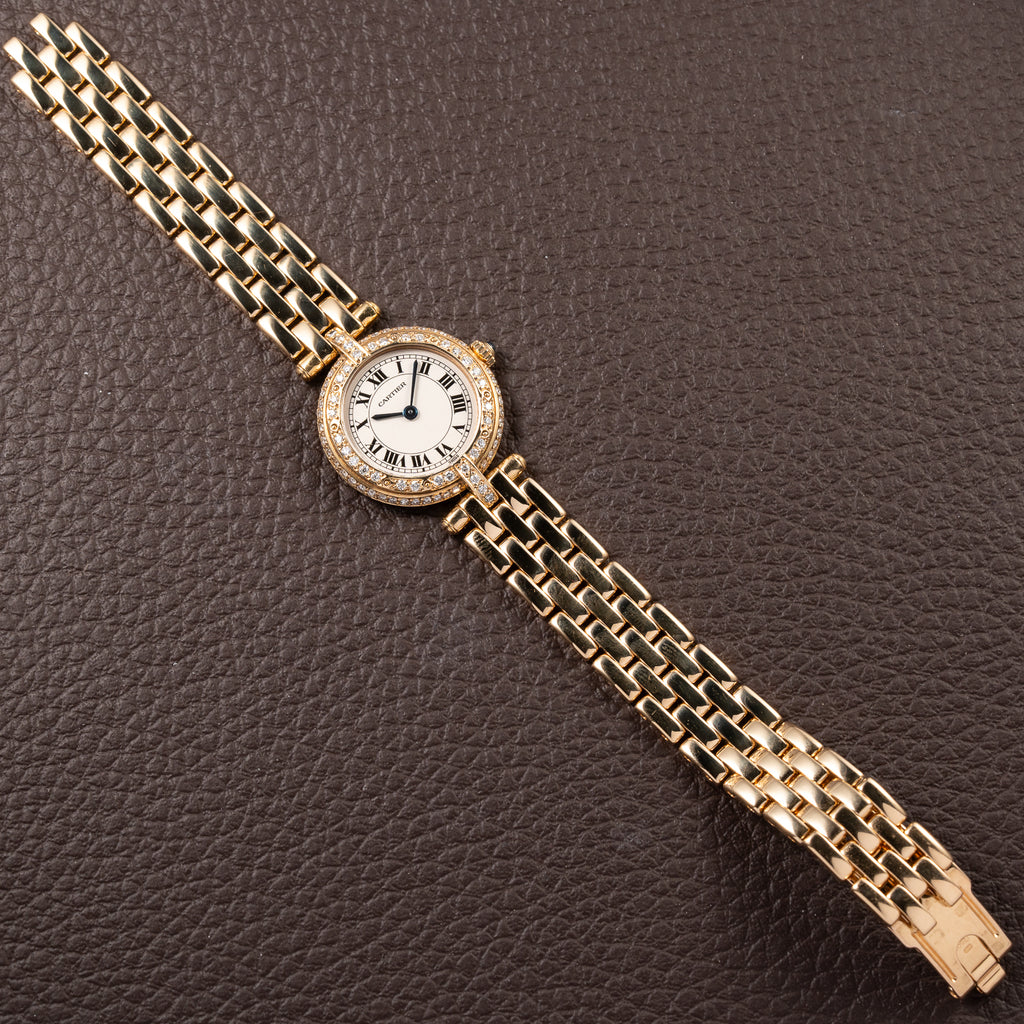 Cartier Panthère Ronde Vendôme Factory Diamond Set 18K Yellow Gold Quartz PM Ref. 66920 From 1990 With Box