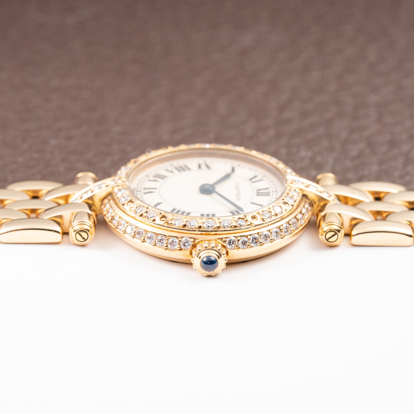 Cartier Panthère Ronde Vendôme Factory Diamond Set 18K Yellow Gold Quartz PM Ref. 66920 From 1990 With Box