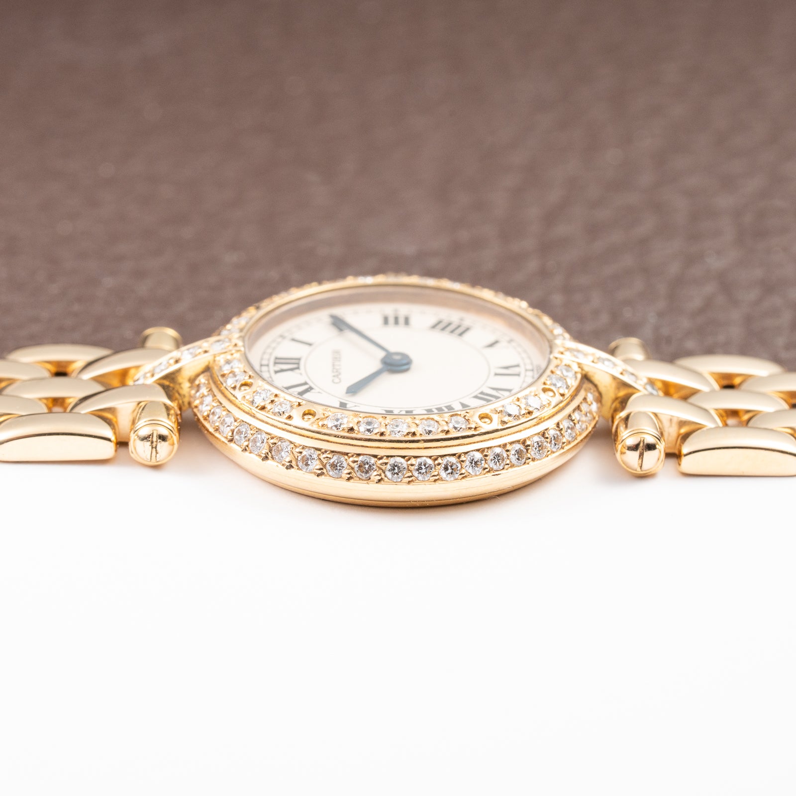 Cartier Panthère Ronde Vendôme Factory Diamond Set 18K Yellow Gold Quartz PM Ref. 66920 From 1990 With Box