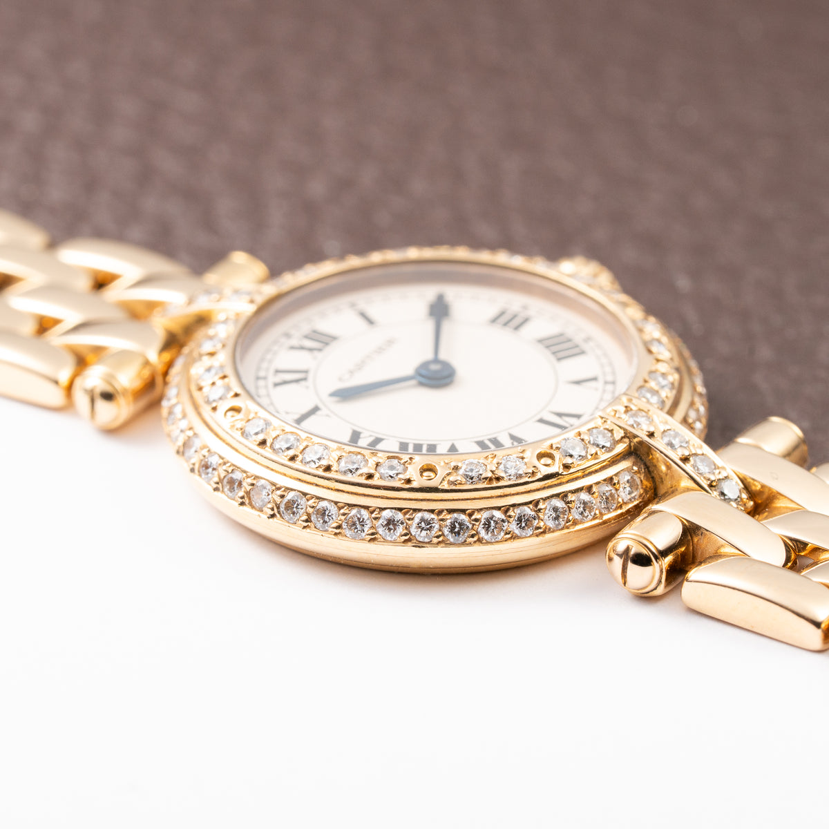 Cartier Panthère Ronde Vendôme Factory Diamond Set 18K Yellow Gold Quartz PM Ref. 66920 From 1990 With Box