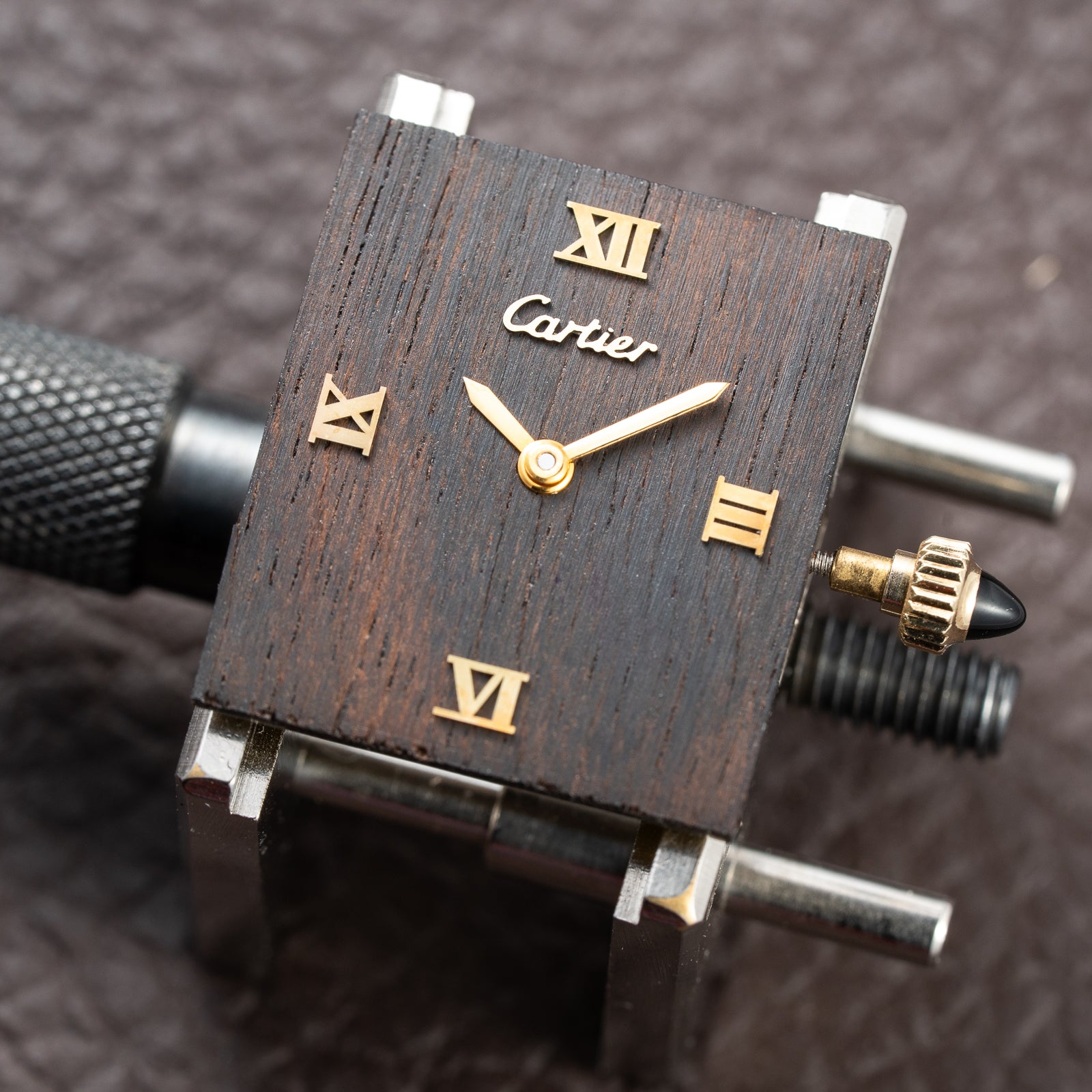 Cartier Tank “Pallisandre de Rio” “Tank Wood” Mohogany Full Set Box Papers Ref 20611 from 1977
