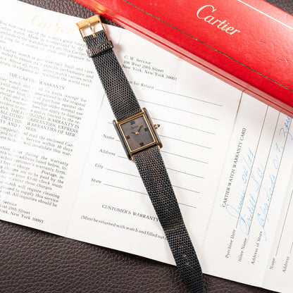 Cartier Tank “Pallisandre de Rio” “Tank Wood” Mohogany Full Set Box Papers Ref 20611 from 1977