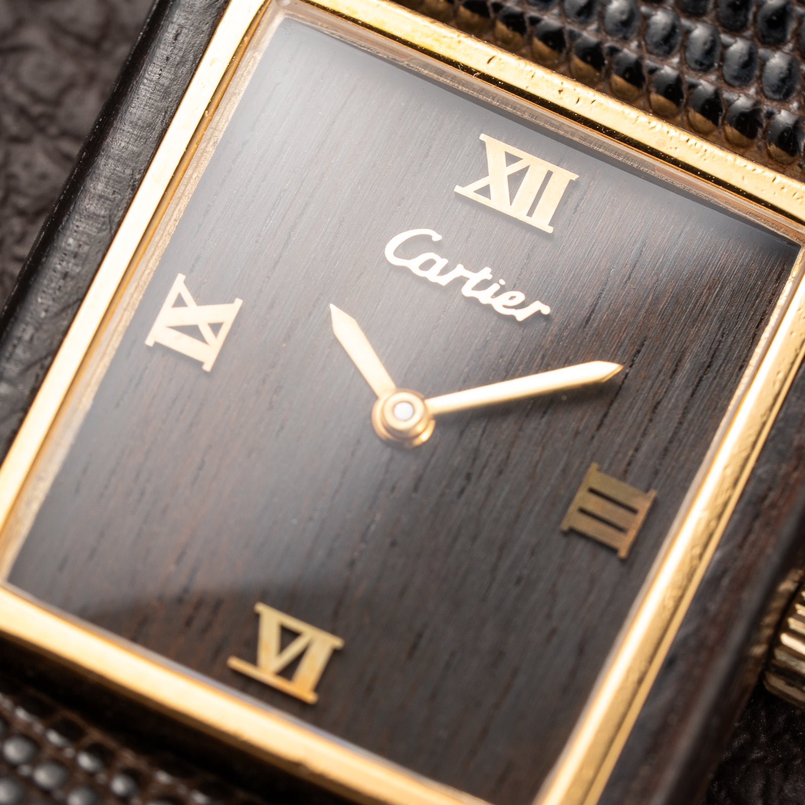 Cartier Tank “Pallisandre de Rio” “Tank Wood” Mohogany Full Set Box Papers Ref 20611 from 1977