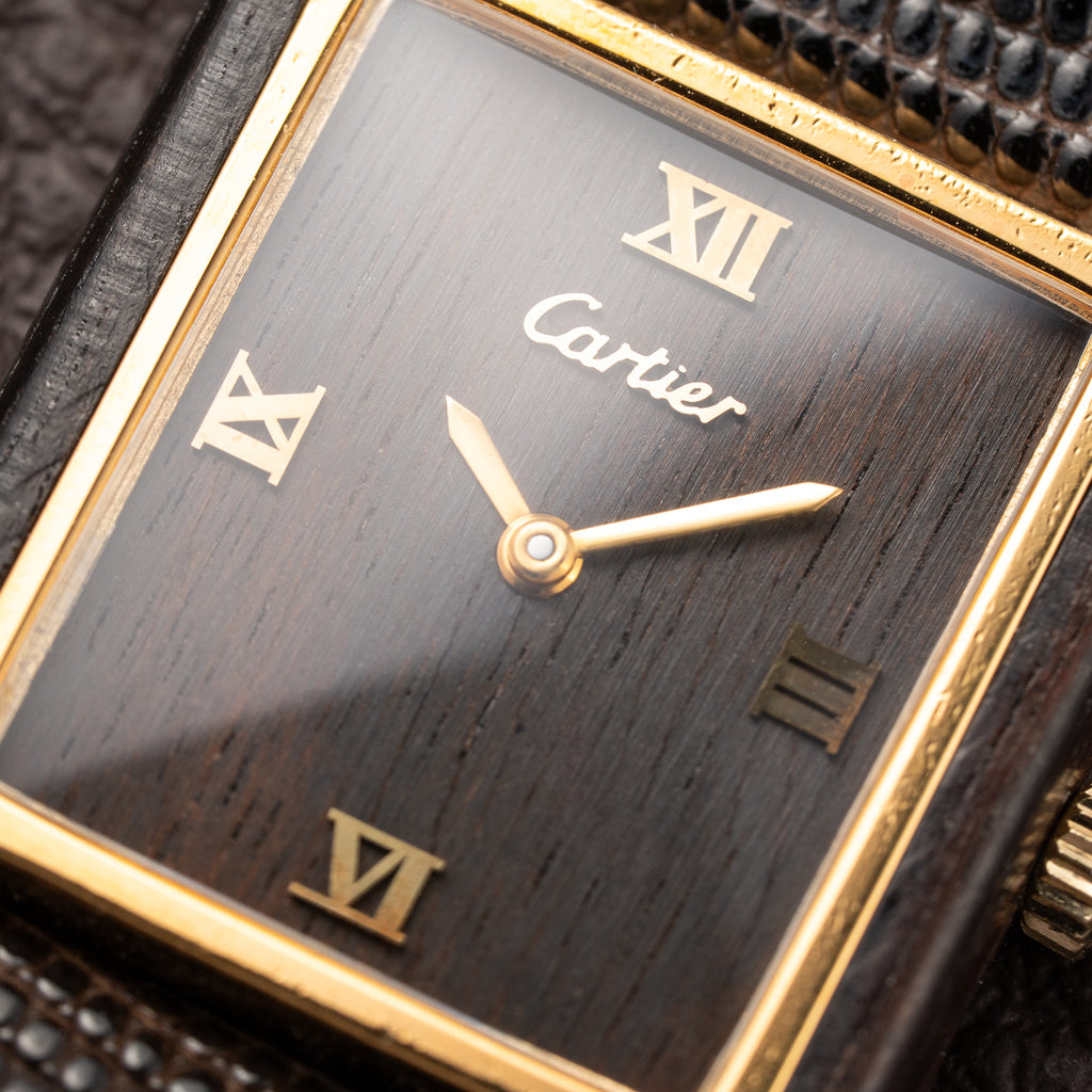 Cartier Tank “Pallisandre de Rio” “Tank Wood” Mohogany Full Set Box Papers Ref 20611 from 1977