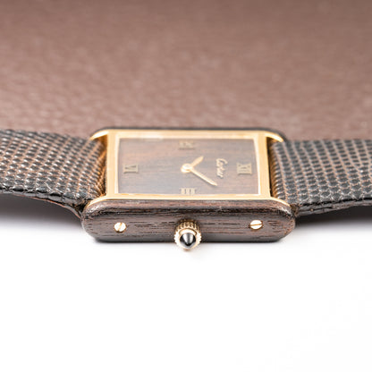 Cartier Tank “Pallisandre de Rio” “Tank Wood” Mohogany Full Set Box Papers Ref 20611 from 1977