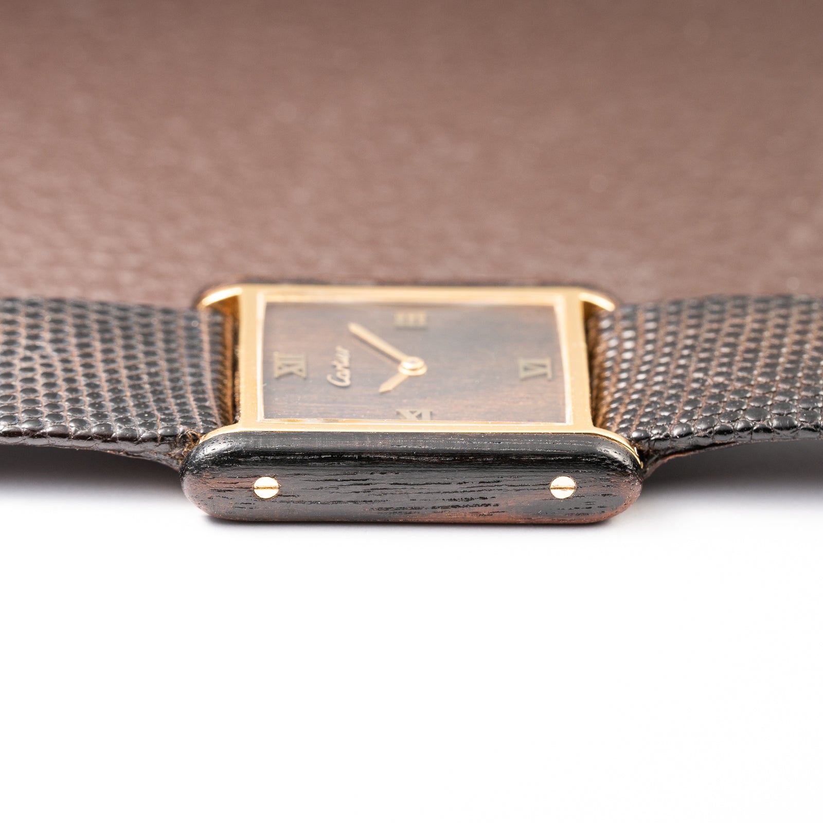 Cartier Tank “Pallisandre de Rio” “Tank Wood” Mohogany Full Set Box Papers Ref 20611 from 1977