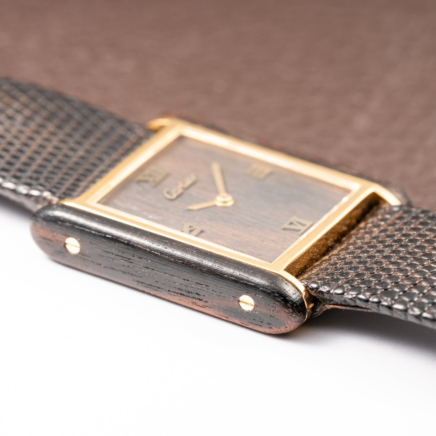 Cartier Tank “Pallisandre de Rio” “Tank Wood” Mohogany Full Set Box Papers Ref 20611 from 1977