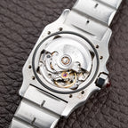 Cartier Santos Carrée Burgundy Red 'Swiss' Dial Lady Automatic Ref. 0901 From 1980s