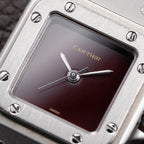 Cartier Santos Carrée Burgundy Red 'Swiss' Dial Lady Automatic Ref. 0901 From 1980s