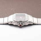 Cartier Santos Carrée Burgundy Red 'Swiss' Dial Lady Automatic Ref. 0901 From 1980s