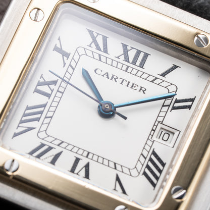 Cartier Santos Carrée Automatic Gold/Steel GM LM Ref. 2961 from 1980s