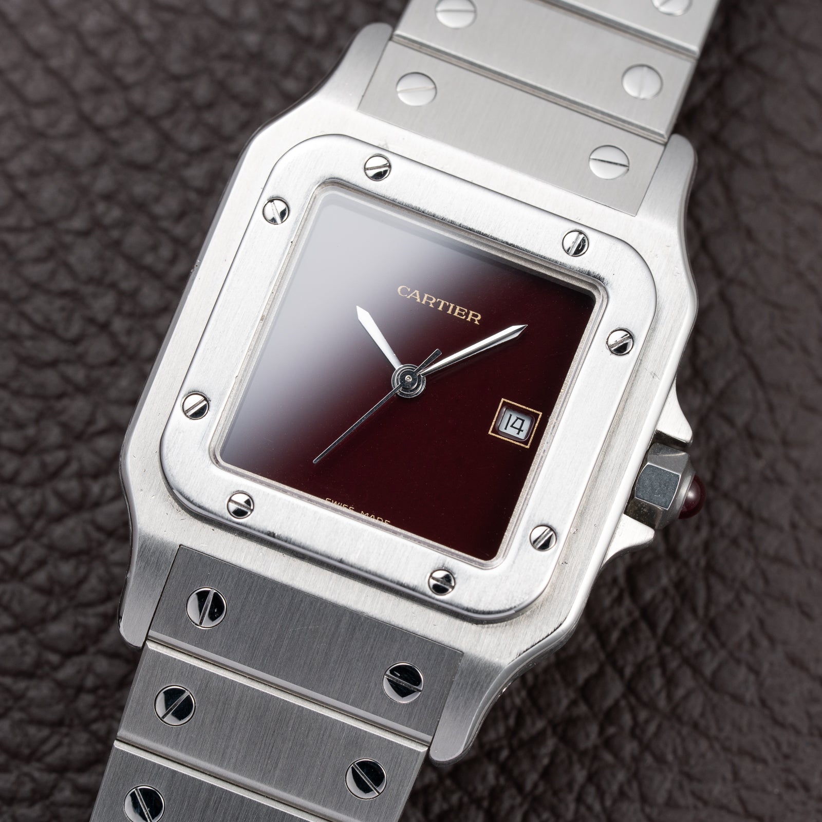 Cartier Santos Carrée Burgundy Red "Grenade" with Cartier Serviced 2026 Ref. 2960 from 1980s
