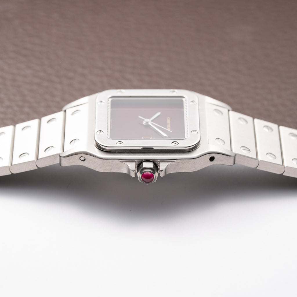 Cartier Santos Carrée Burgundy Red "Grenade" with Cartier Serviced 2026 Ref. 2960 from 1980s