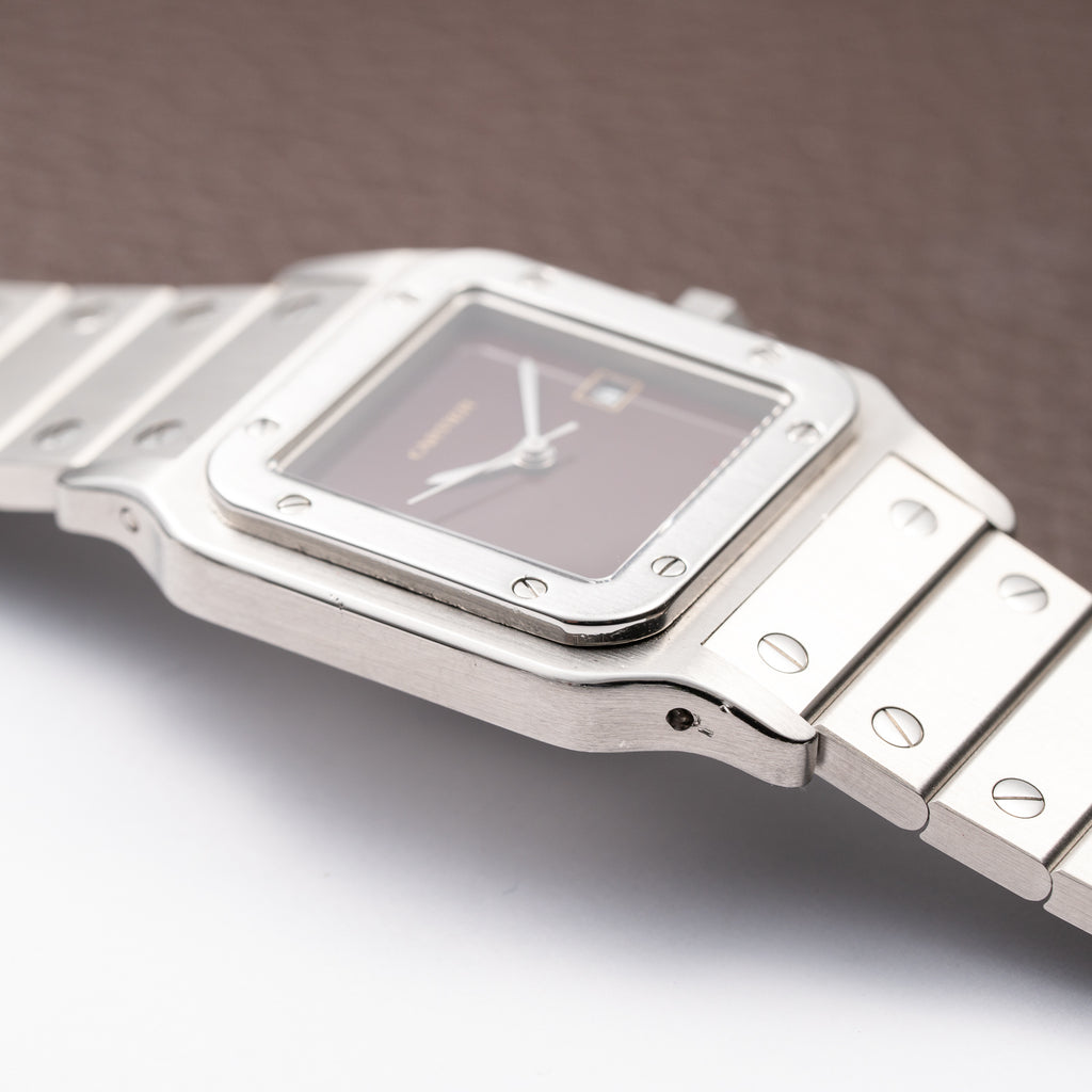 Cartier Santos Carrée Burgundy Red "Grenade" with Cartier Serviced 2026 Ref. 2960 from 1980s