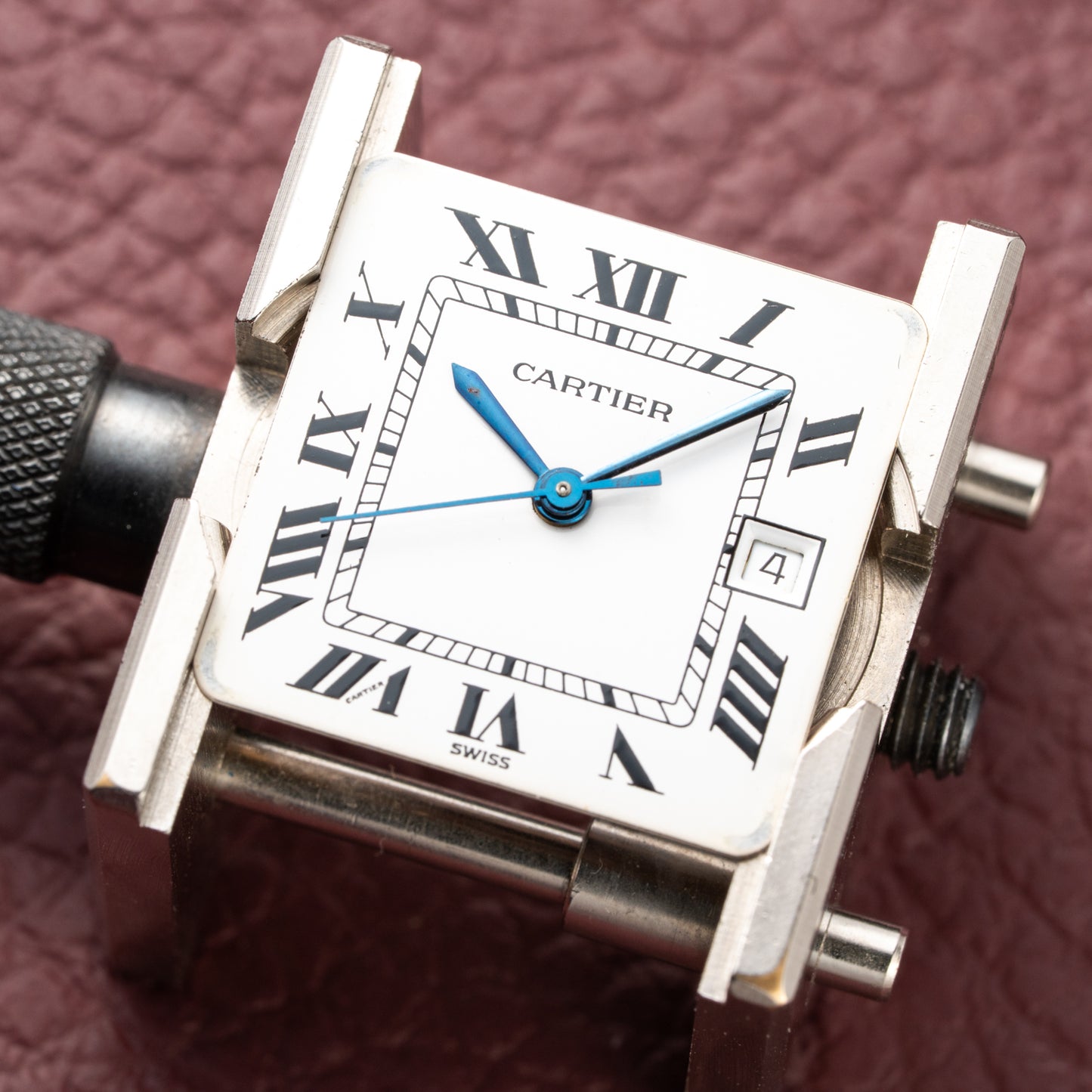 Cartier Santos Carrée Or Massif Gordon Gekko Unpolished 18k Yellow Gold Ref 2960 from 1980s