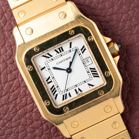 Cartier Santos Carrée Or Massif Gordon Gekko Unpolished 18k Yellow Gold Ref 2960 from 1980s