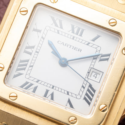 Cartier Santos Carrée Or Massif Gordon Gekko Unpolished 18k Yellow Gold Ref 2960 from 1980s