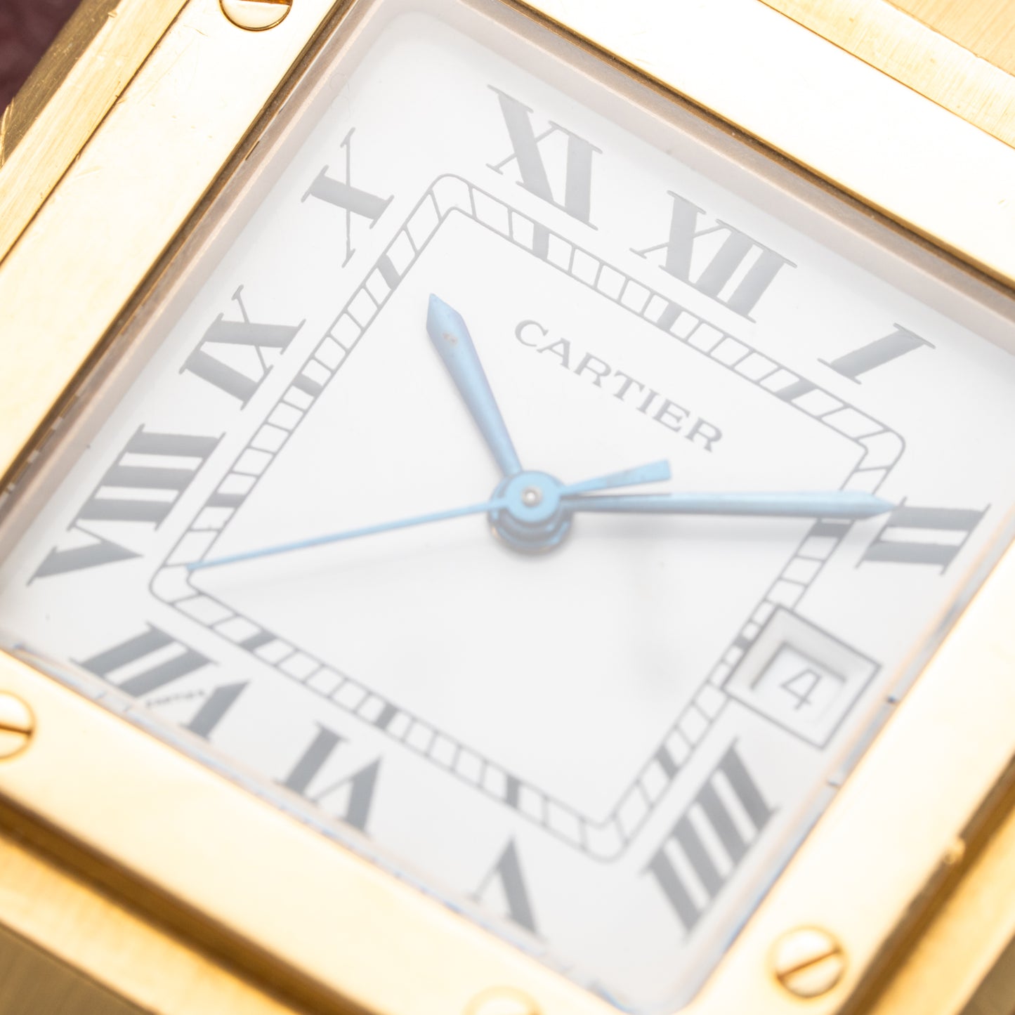 Cartier Santos Carrée Or Massif Gordon Gekko Unpolished 18k Yellow Gold Ref 2960 from 1980s