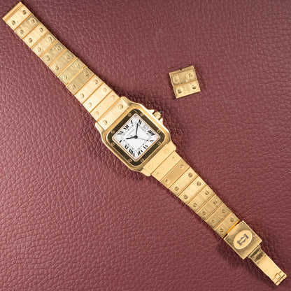 Cartier Santos Carrée Or Massif Gordon Gekko Unpolished 18k Yellow Gold Ref 2960 from 1980s