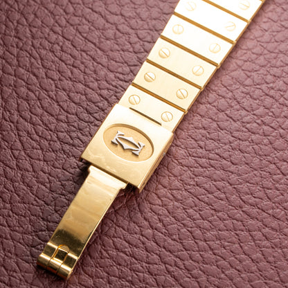 Cartier Santos Carrée Or Massif Gordon Gekko Unpolished 18k Yellow Gold Ref 2960 from 1980s