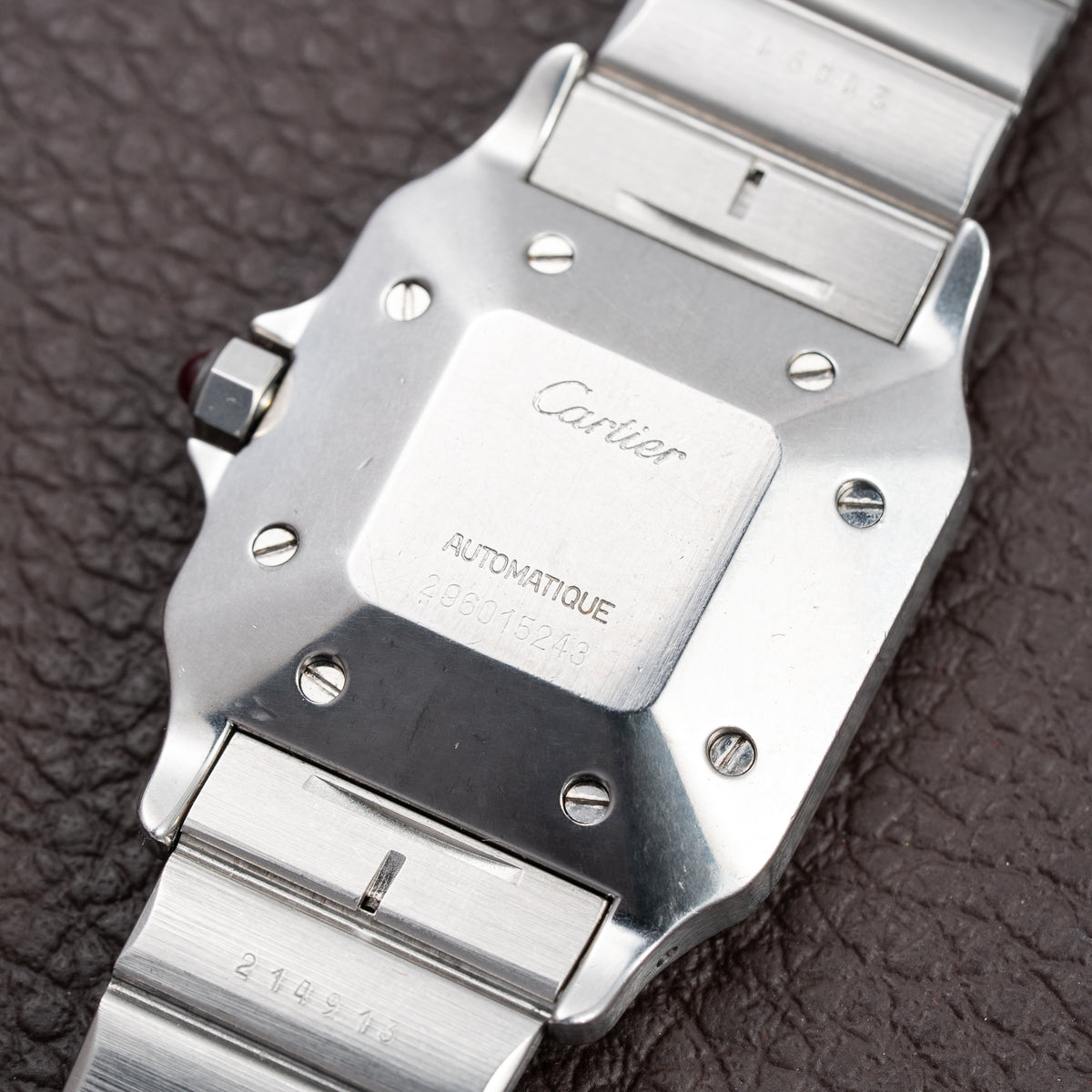 Cartier Santos Carrée Burgundy Red 'Swiss' Only GM Automatic Ref. 2960 From 1980s