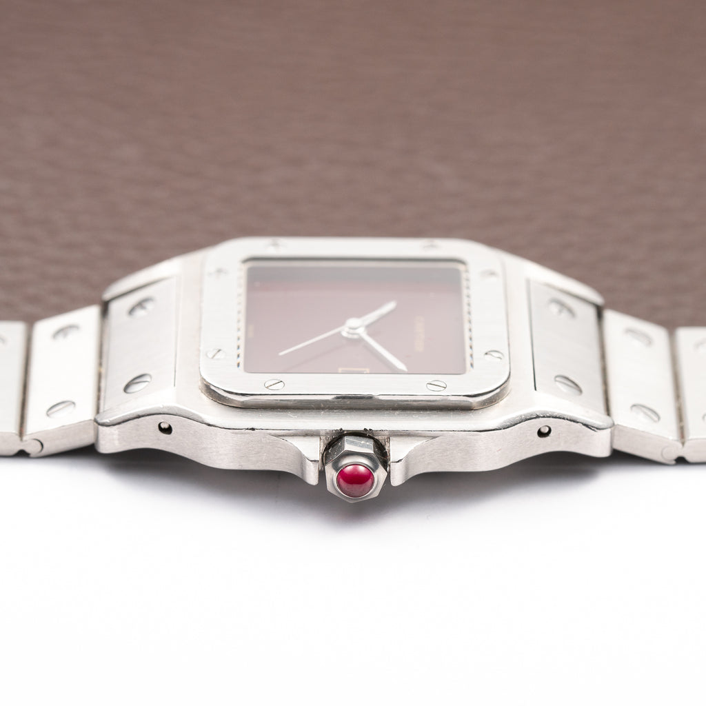 Cartier Santos Carrée Burgundy Red 'Swiss' Only GM Automatic Ref. 2960 From 1980s