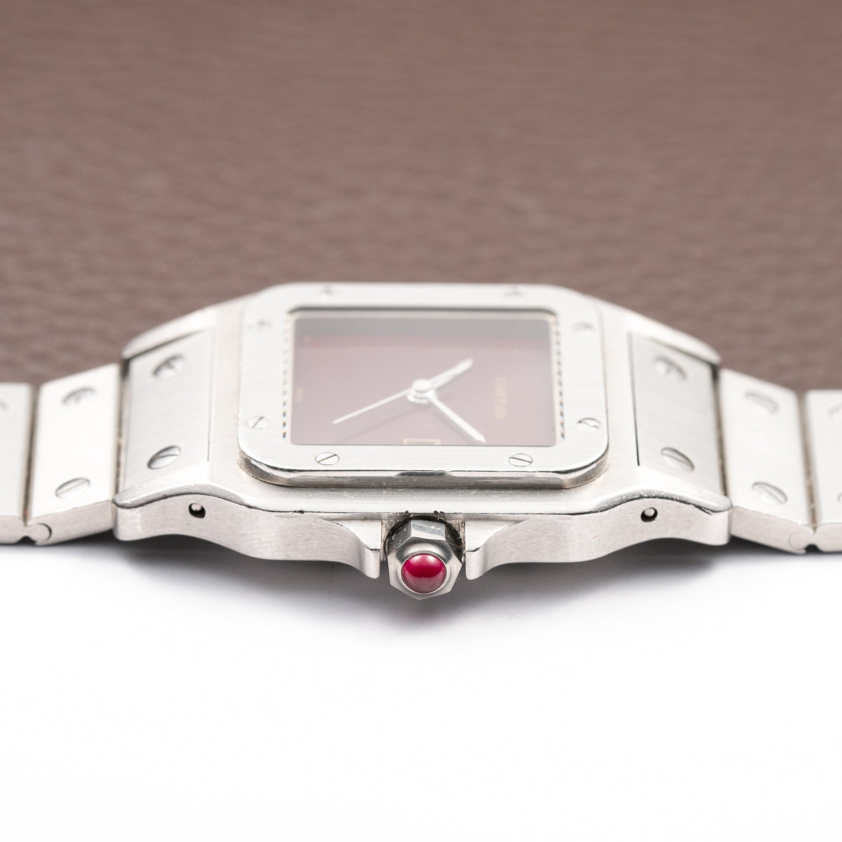 Cartier Santos Carrée Burgundy Red 'Swiss' Only GM Automatic Ref. 2960 From 1980s