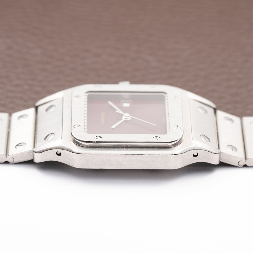 Cartier Santos Carrée Burgundy Red 'Swiss' Only GM Automatic Ref. 2960 From 1980s