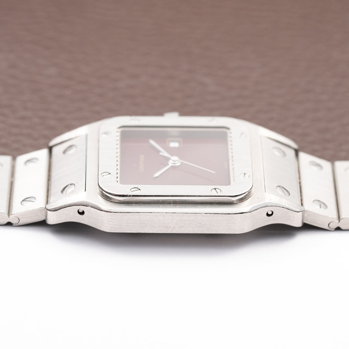 Cartier Santos Carrée Burgundy Red 'Swiss' Only GM Automatic Ref. 2960 From 1980s