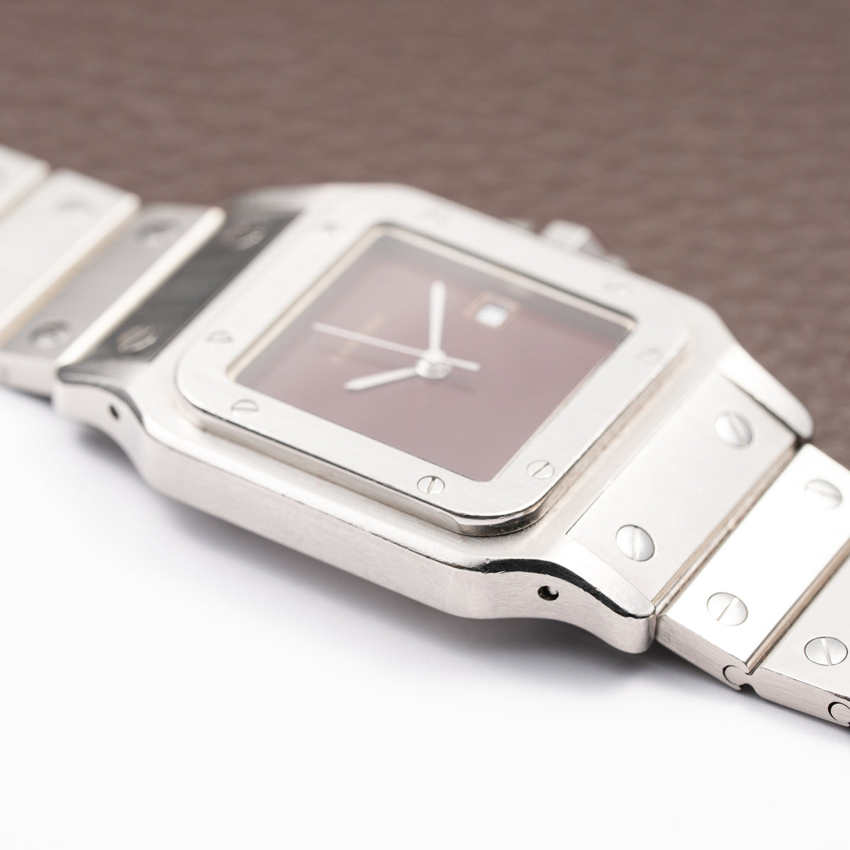 Cartier Santos Carrée Burgundy Red 'Swiss' Only GM Automatic Ref. 2960 From 1980s