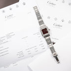Cartier Santos Carrée Burgundy Red Automatic GM w/ Cartier Service 2026 Ref 2960 from 1980s