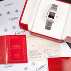 Cartier Santos Carrée Burgundy Red "Grenade" Full Set 1988 with Cartier Serviced 2026 Ref. 2960