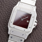 Cartier Santos Carrée Burgundy Red "Grenade" Full Set 1988 with Cartier Serviced 2026 Ref. 2960