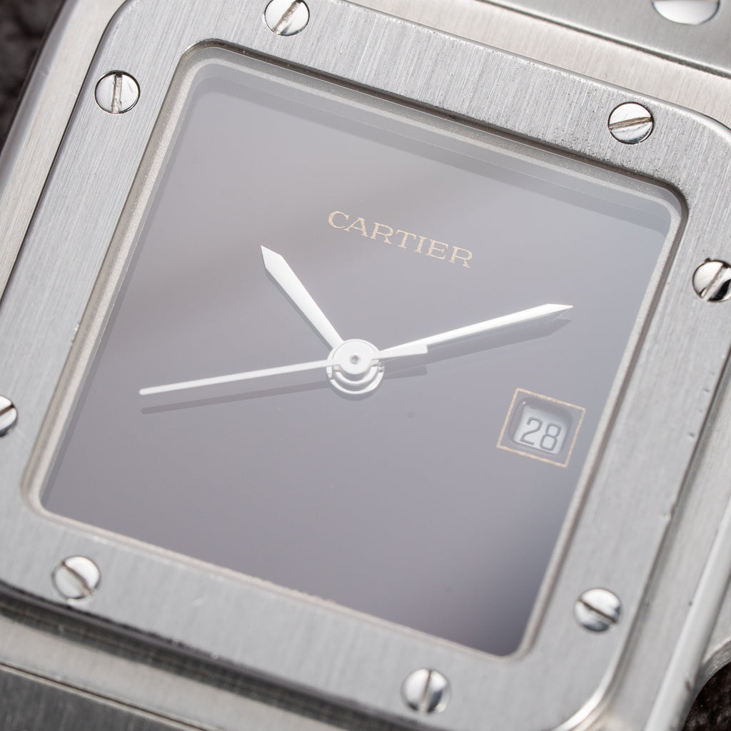 Cartier Santos Carrée Burgundy Red "Grenade" Full Set 1988 with Cartier Serviced 2026 Ref. 2960