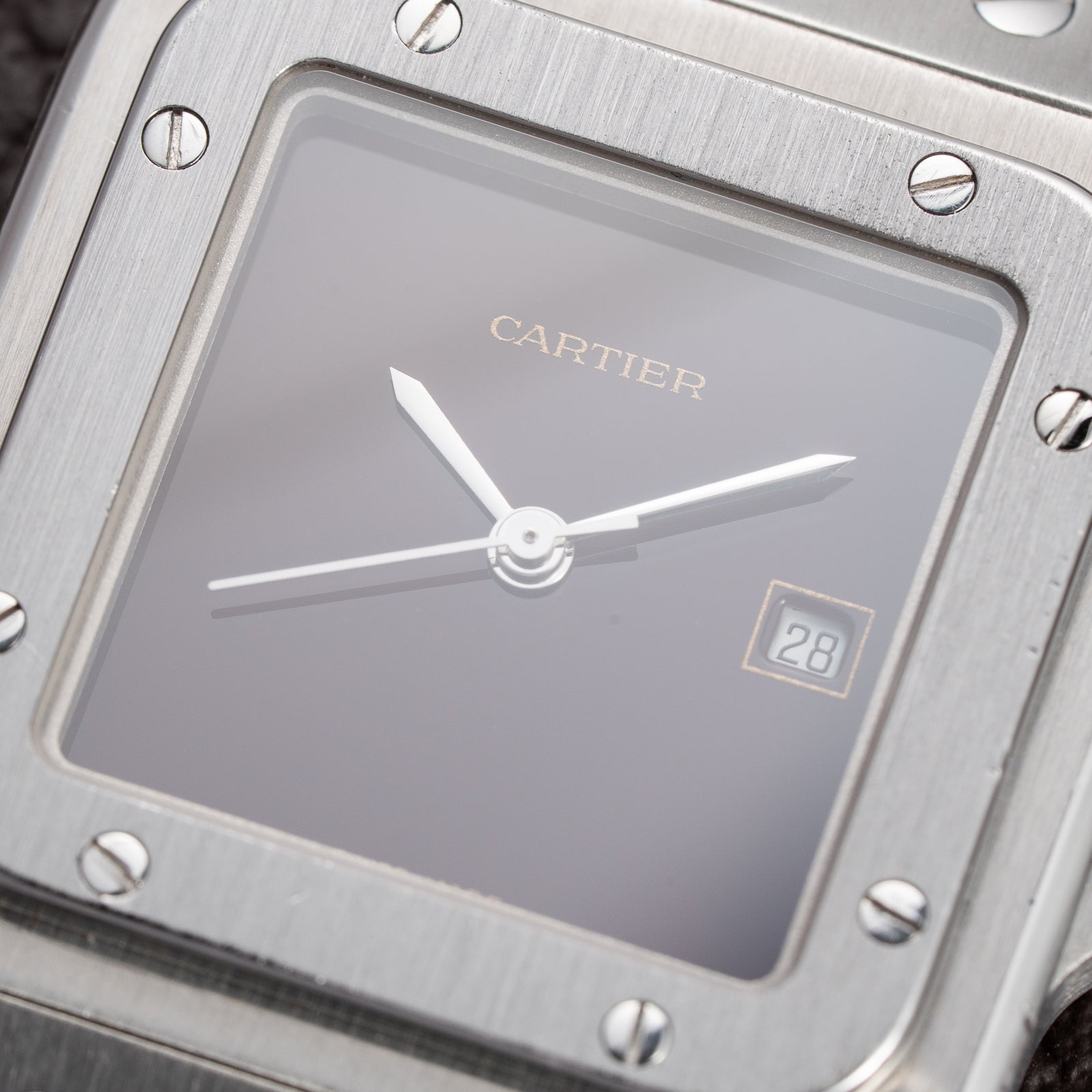 Cartier Santos Carrée Burgundy Red "Grenade" Full Set 1988 with Cartier Serviced 2026 Ref. 2960