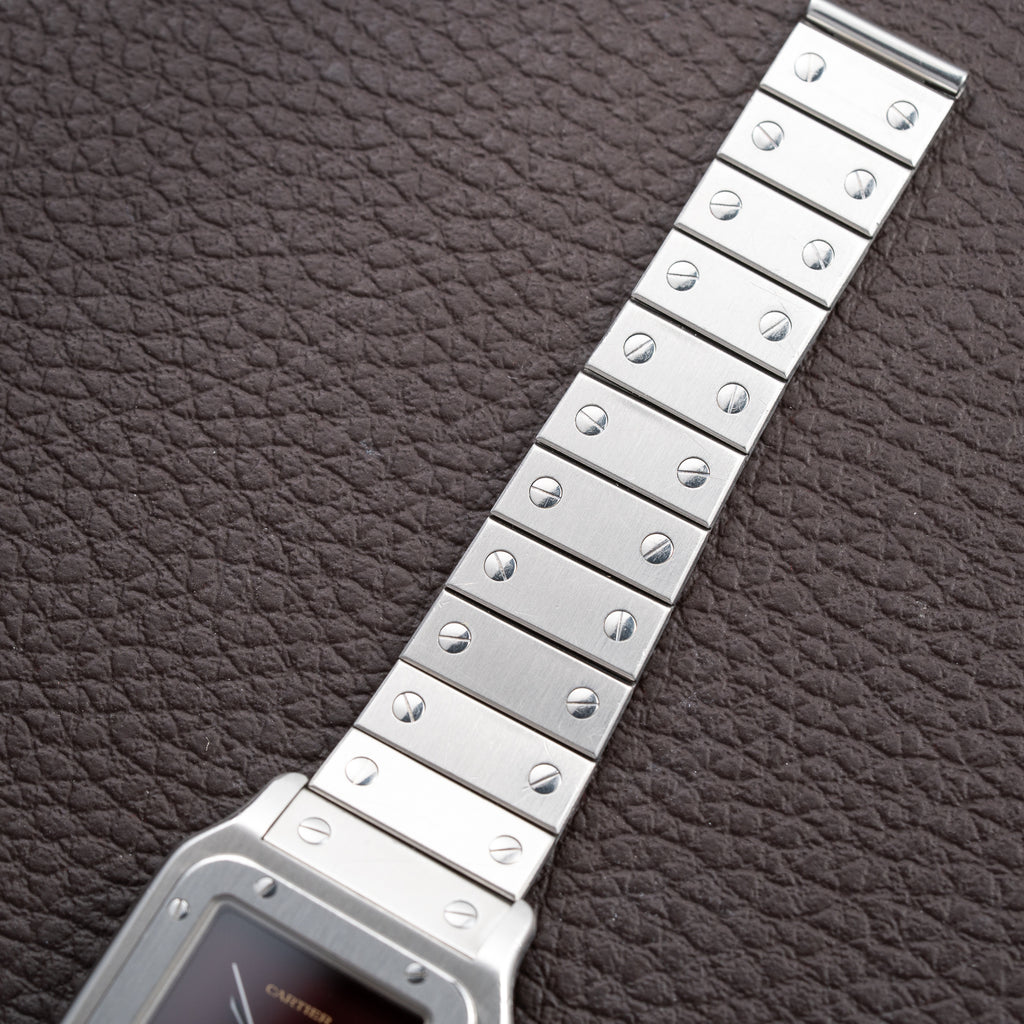 Cartier Santos Carrée Burgundy Red "Grenade" Full Set 1988 with Cartier Serviced 2026 Ref. 2960