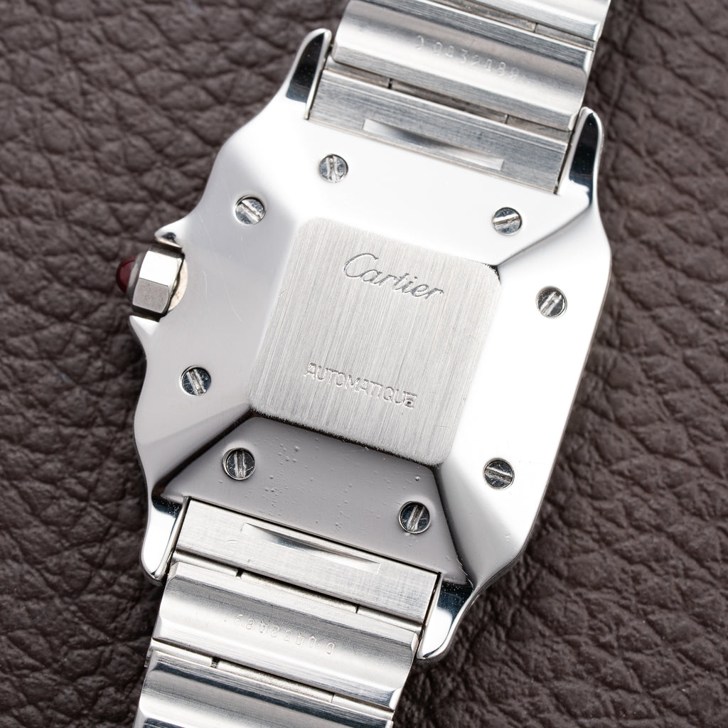Cartier Santos Carrée Burgundy Red "Grenade" Full Set 1988 with Cartier Serviced 2026 Ref. 2960