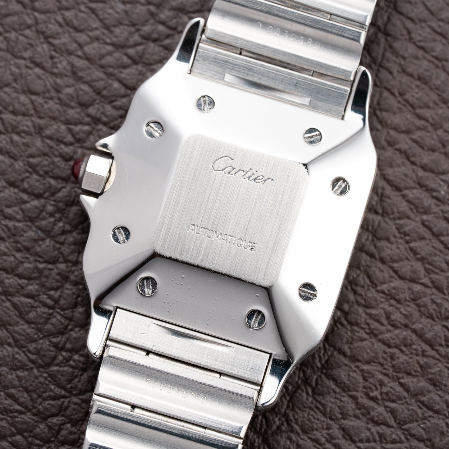 Cartier Santos Carrée Burgundy Red "Grenade" Full Set 1988 with Cartier Serviced 2026 Ref. 2960