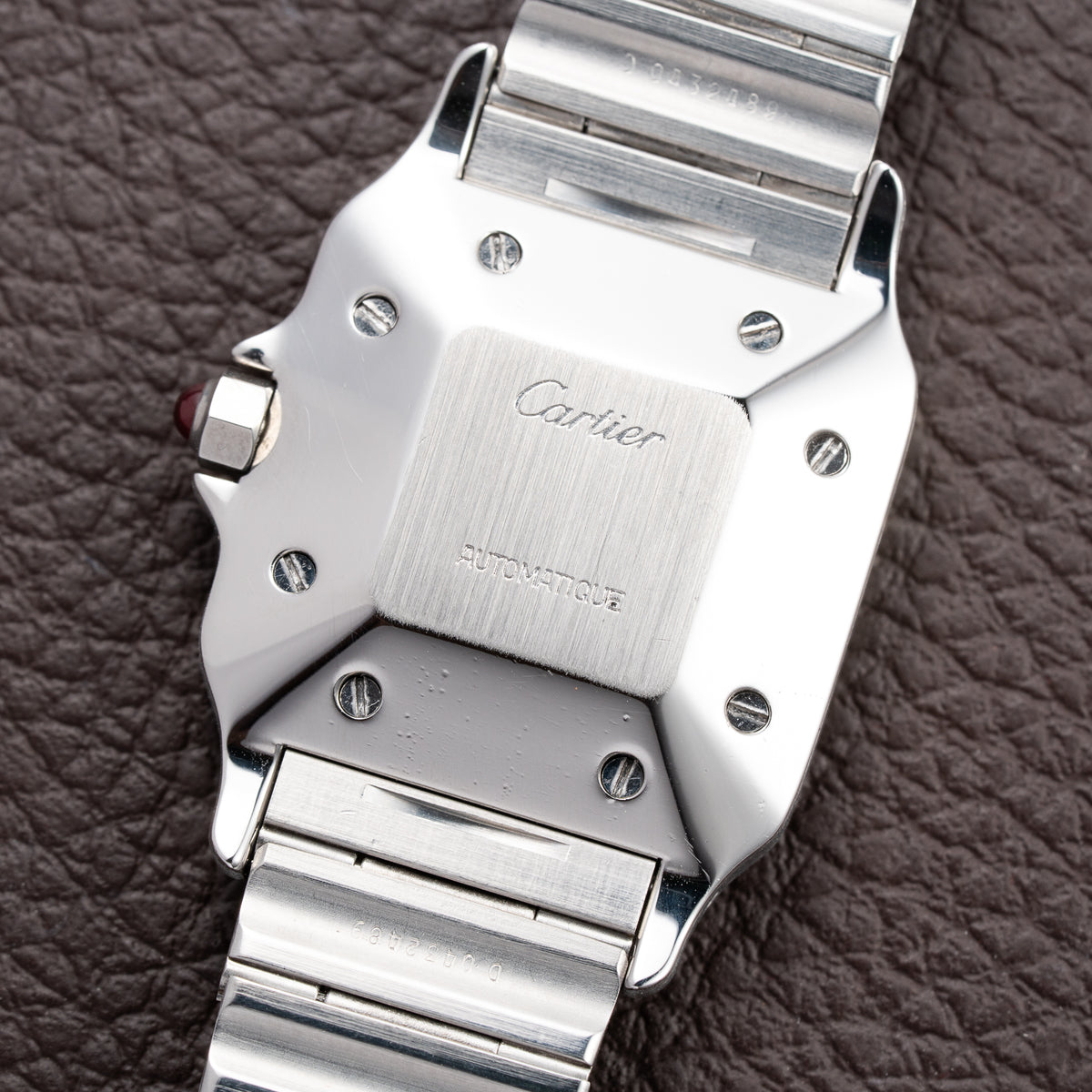 Cartier Santos Carrée Burgundy Red "Grenade" Full Set 1988 with Cartier Serviced 2026 Ref. 2960