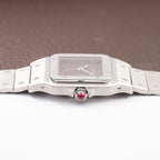 Cartier Santos Carrée Burgundy Red "Grenade" Full Set 1988 with Cartier Serviced 2026 Ref. 2960