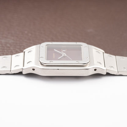 Cartier Santos Carrée Burgundy Red "Grenade" Full Set 1988 with Cartier Serviced 2026 Ref. 2960