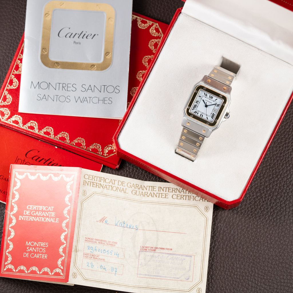 Cartier Santos Carrée GM Gold & Steel Ref. 2961 Full Set 1987