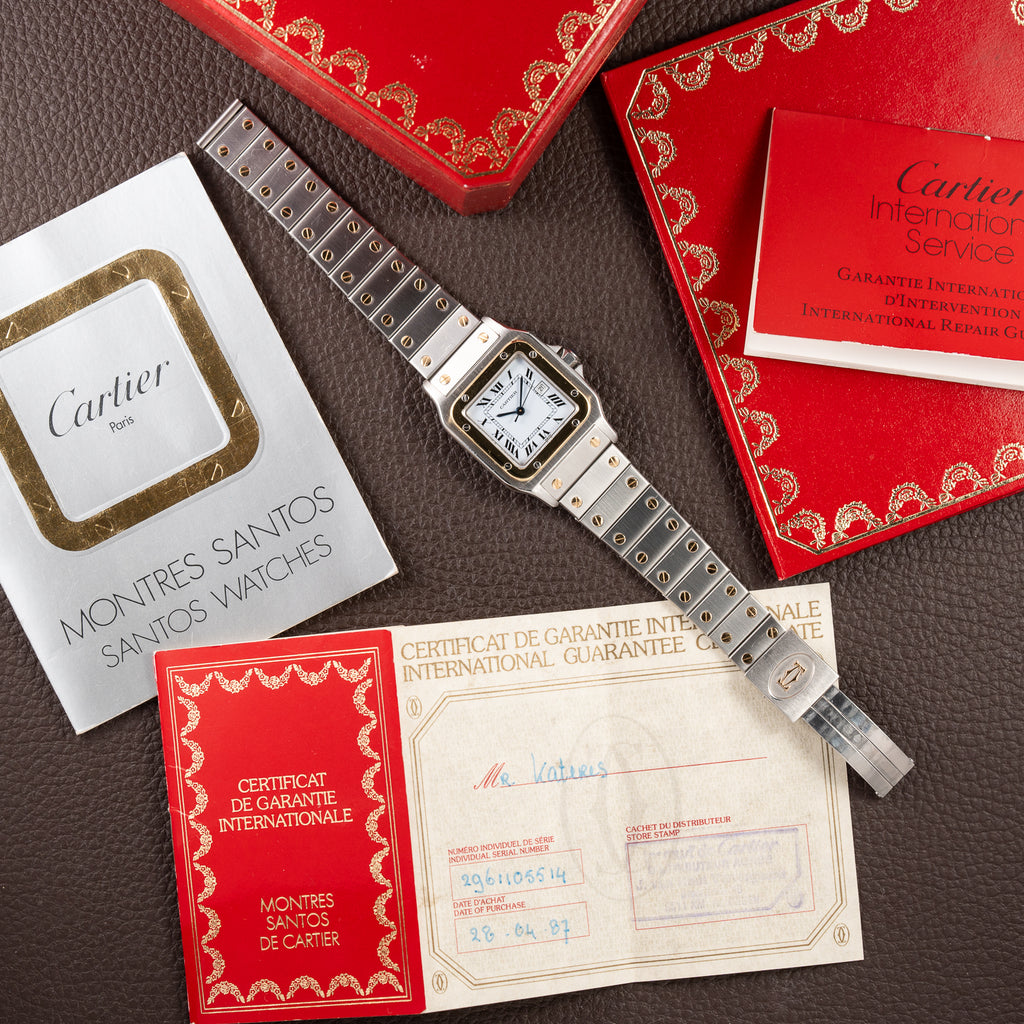 Cartier Santos Carrée GM Gold & Steel Ref. 2961 Full Set 1987