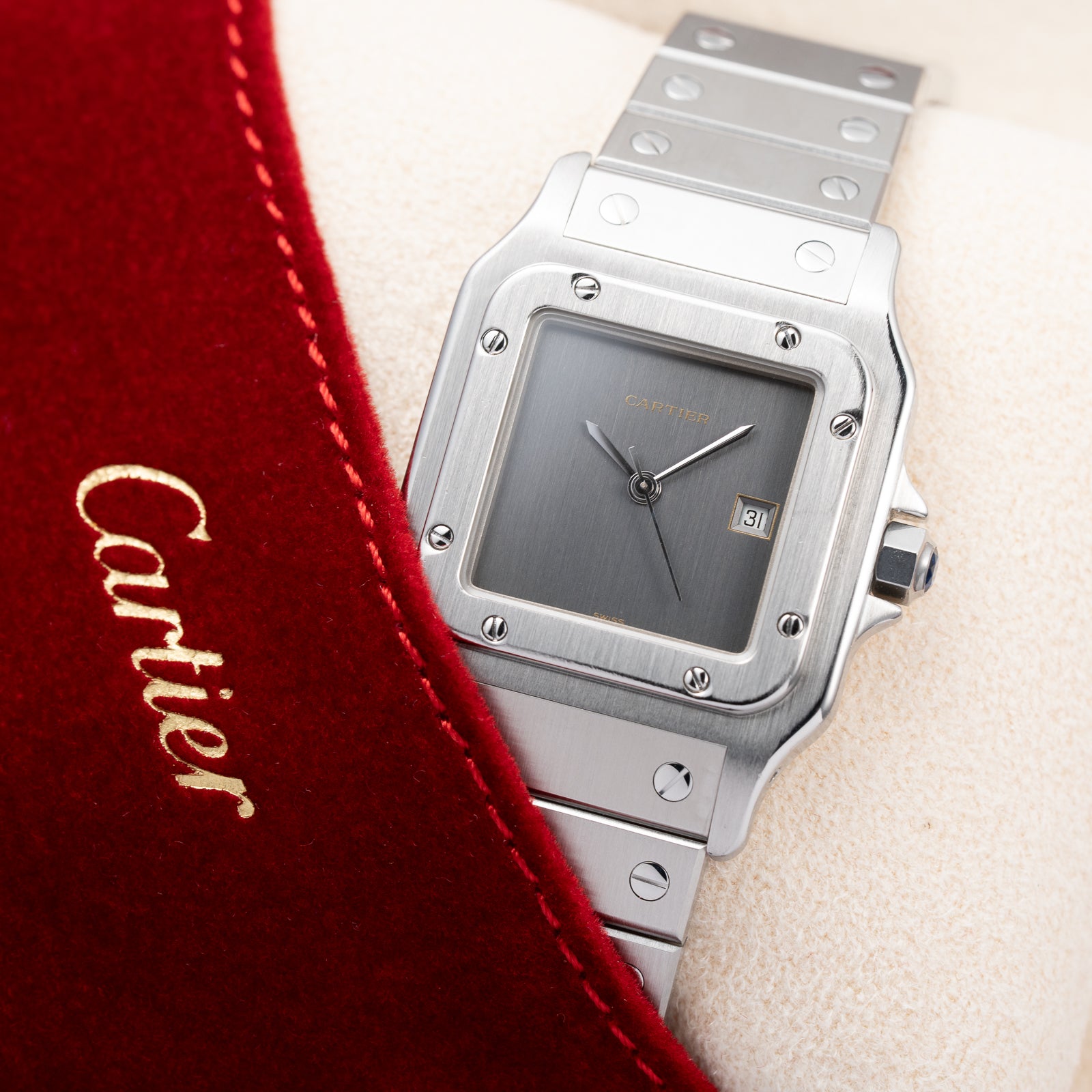 Cartier Santos Carrée Ghost 'Swiss' Only Grey Dial w/ Cartier Service 2026 Ref. 2960 from 1980s
