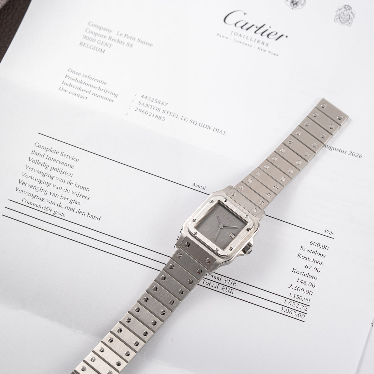 Cartier Santos Carrée Ghost 'Swiss' Only Grey Dial w/ Cartier Service 2026 Ref. 2960 from 1980s