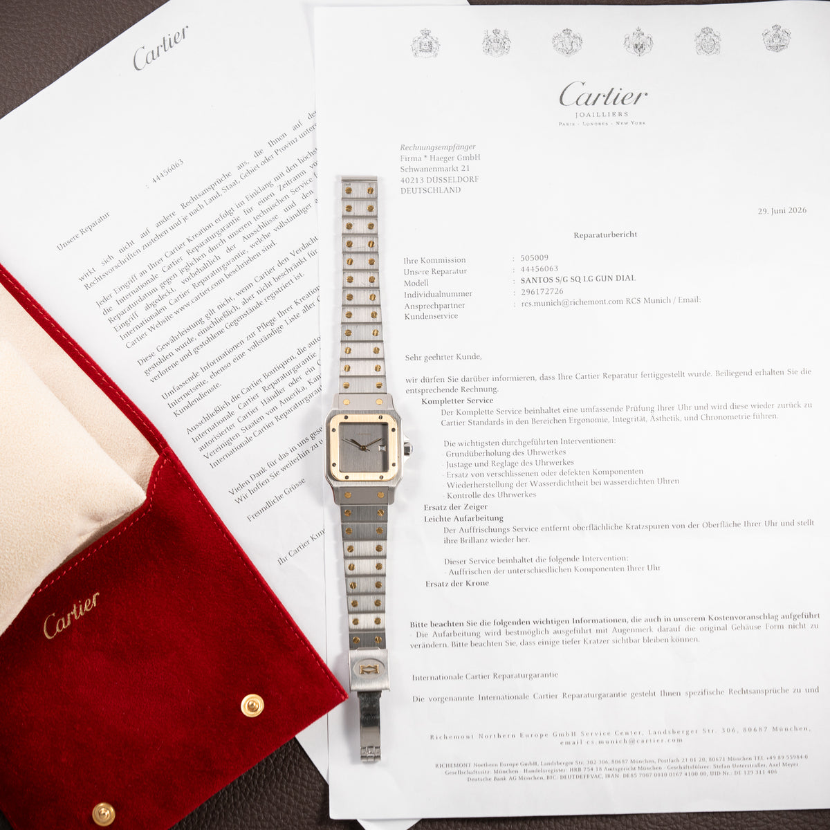 Cartier Santos Carrée Ghost 'Swiss' Grey Gold & Steel w/ Cartier Service 2026 Ref. 2961 From 1980s