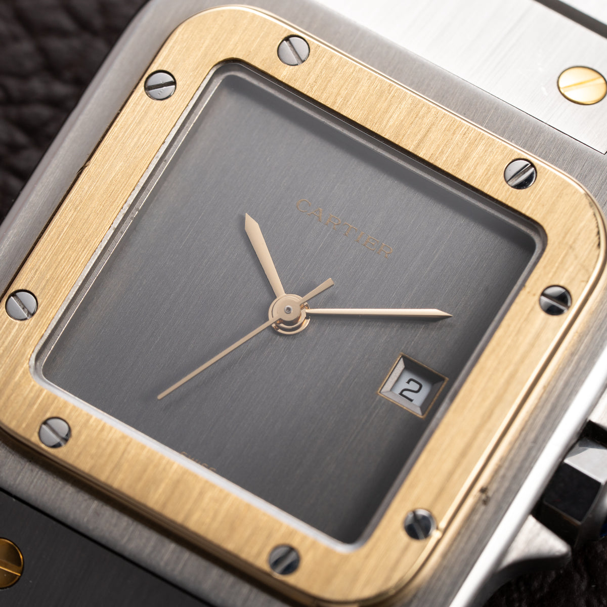 Cartier Santos Carrée Ghost 'Swiss' Grey Gold & Steel w/ Cartier Service 2026 Ref. 2961 From 1980s
